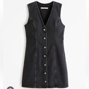 Abercrombie & Fitch - The A&F Mara Denim Vest Mini Dress - Black Dark Wash